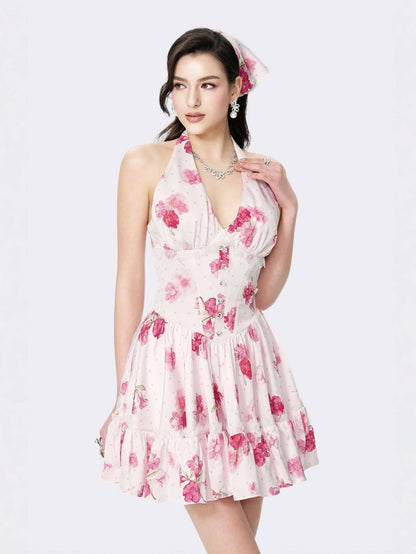 Nana Jacqueline Rosaline Dress: Pink Mini Dress for Garden Party Pink