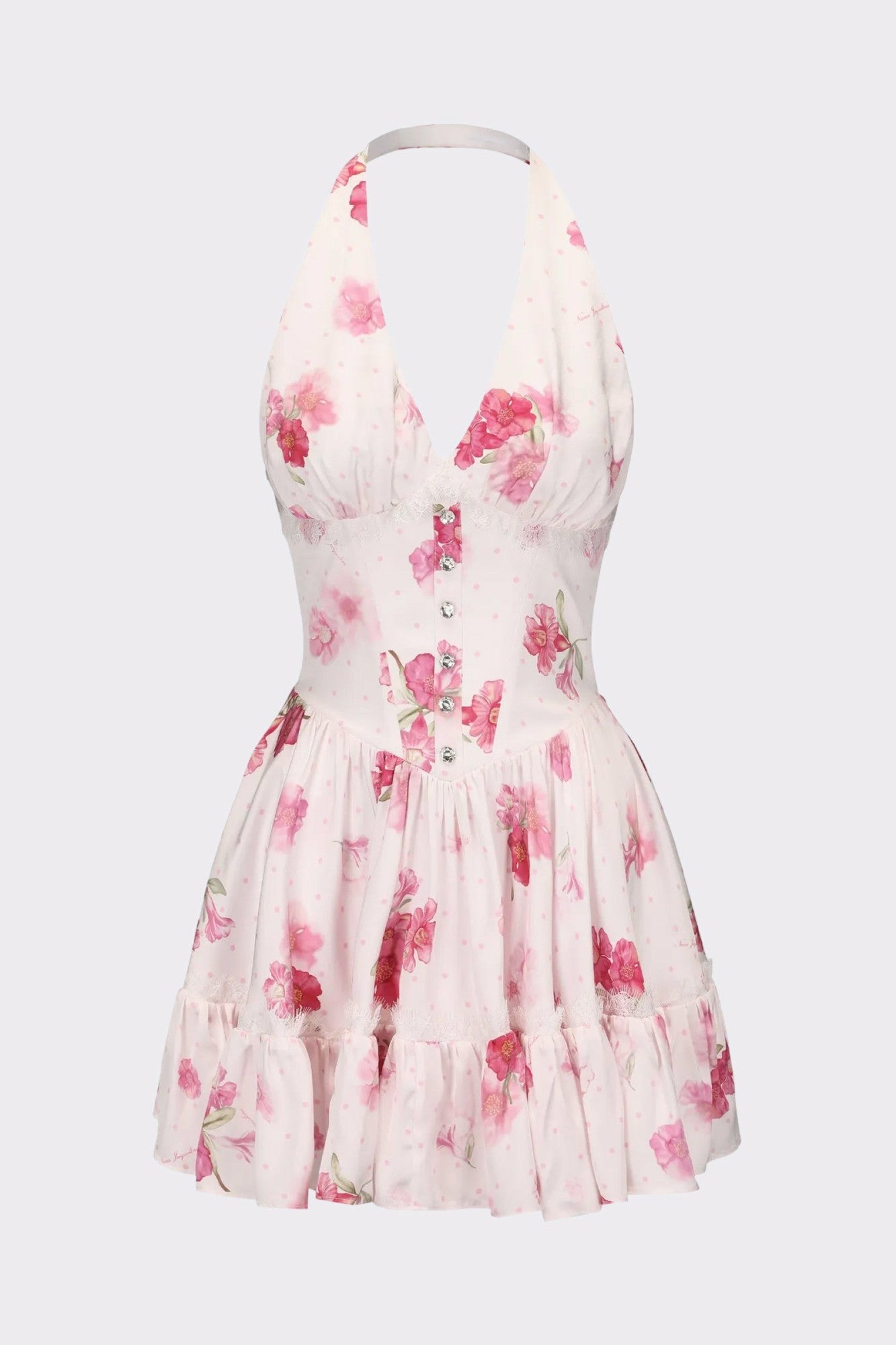 Nana Jacqueline Rosaline Dress: Pink Mini Dress for Garden Party Pink