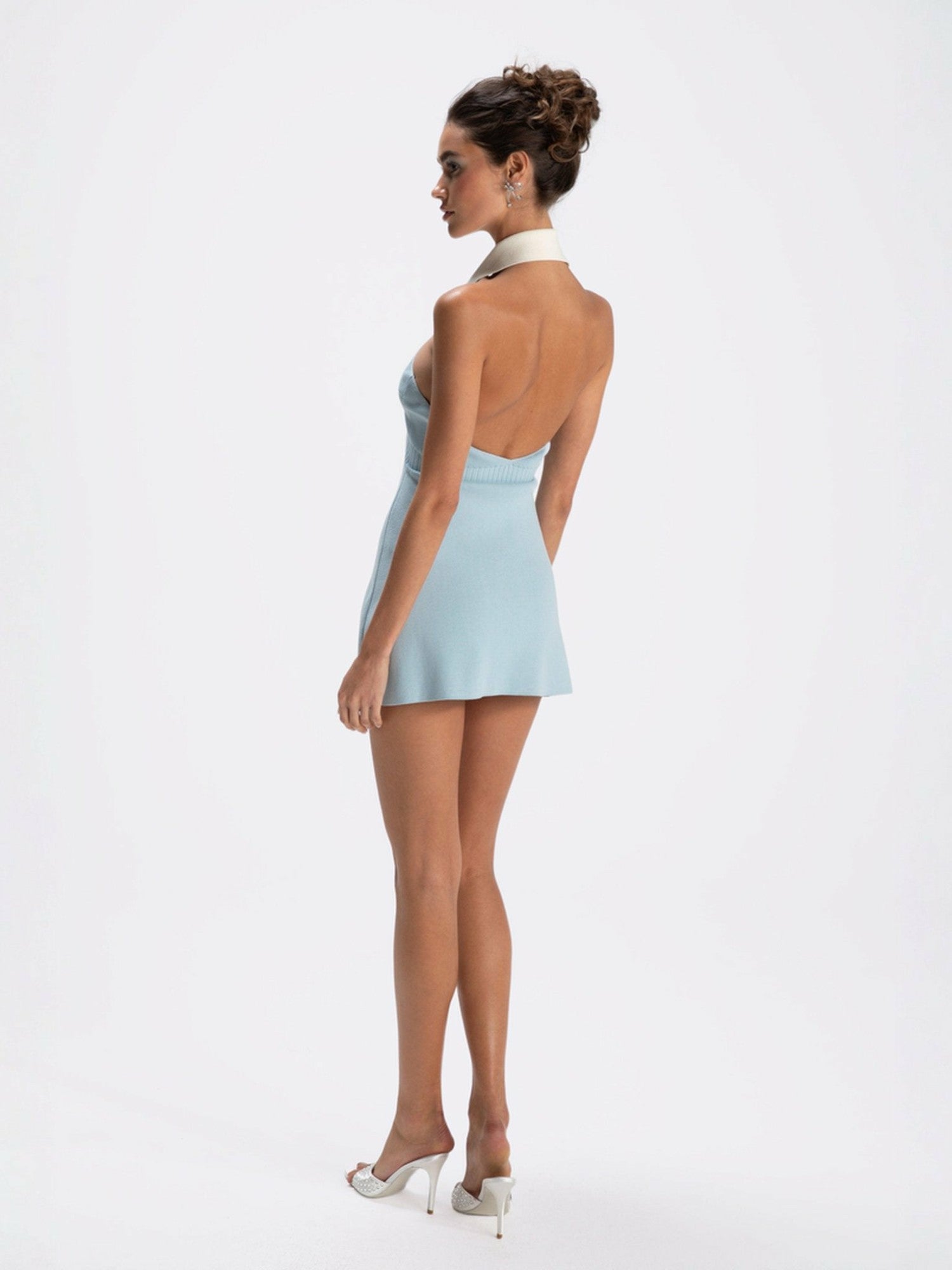Nana Jacqueline Samantha Knit Dress: Blue Mini Dress for Country Club Brunch Blue