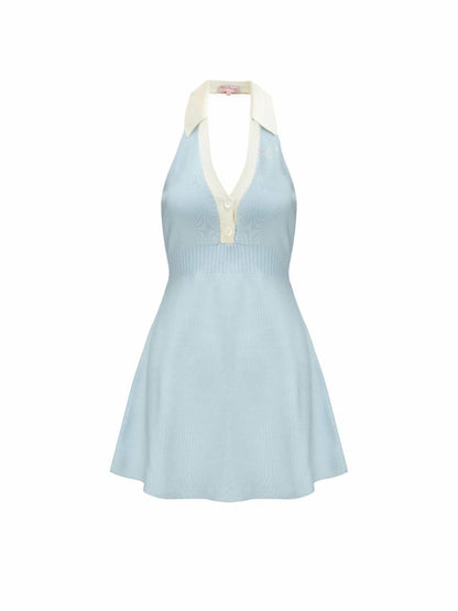 Nana Jacqueline Samantha Knit Dress: Blue Mini Dress for Country Club Brunch Blue