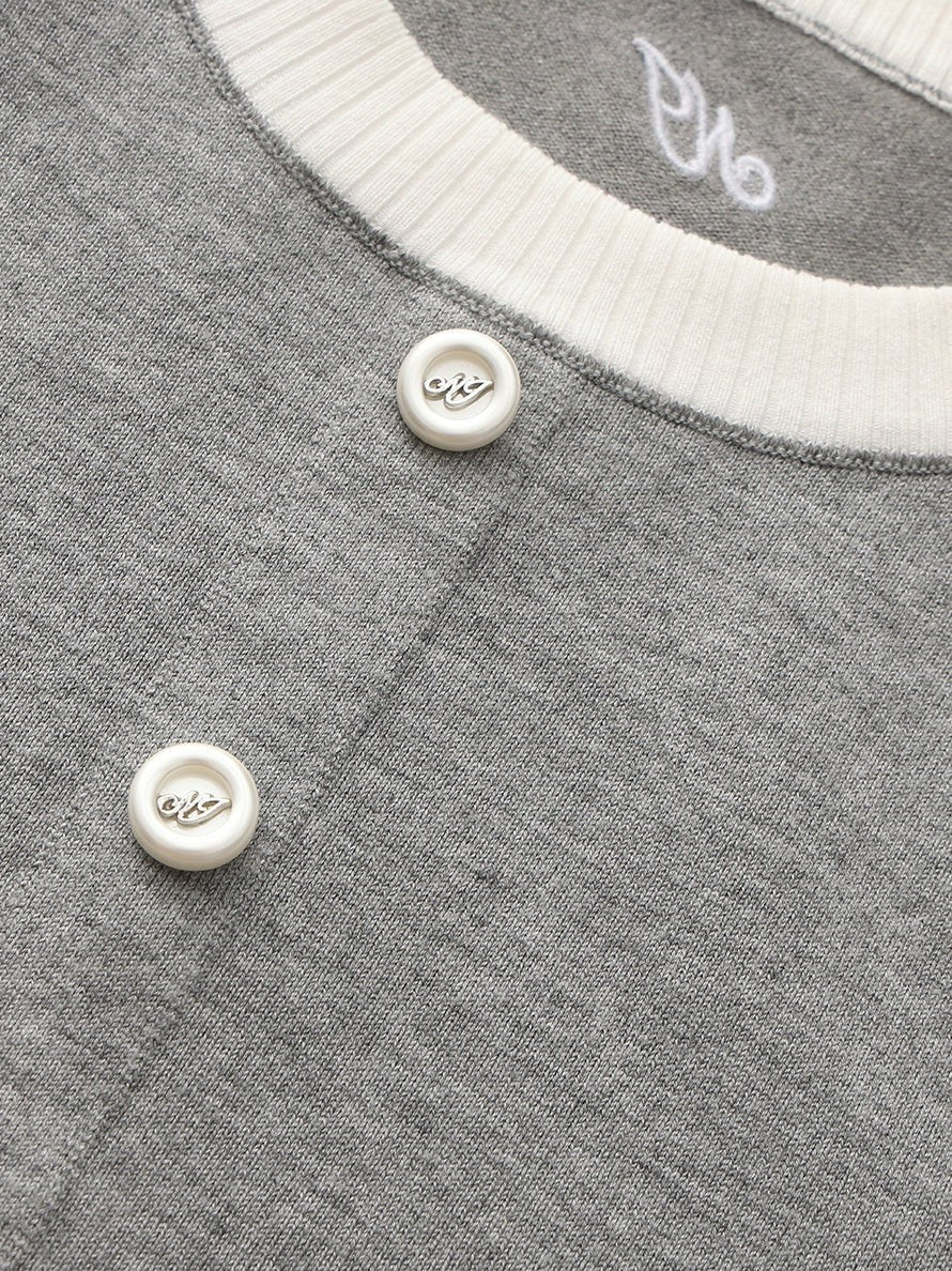 Nana Jacqueline Grey Contrast-Trim Knit Mini Dress Grey