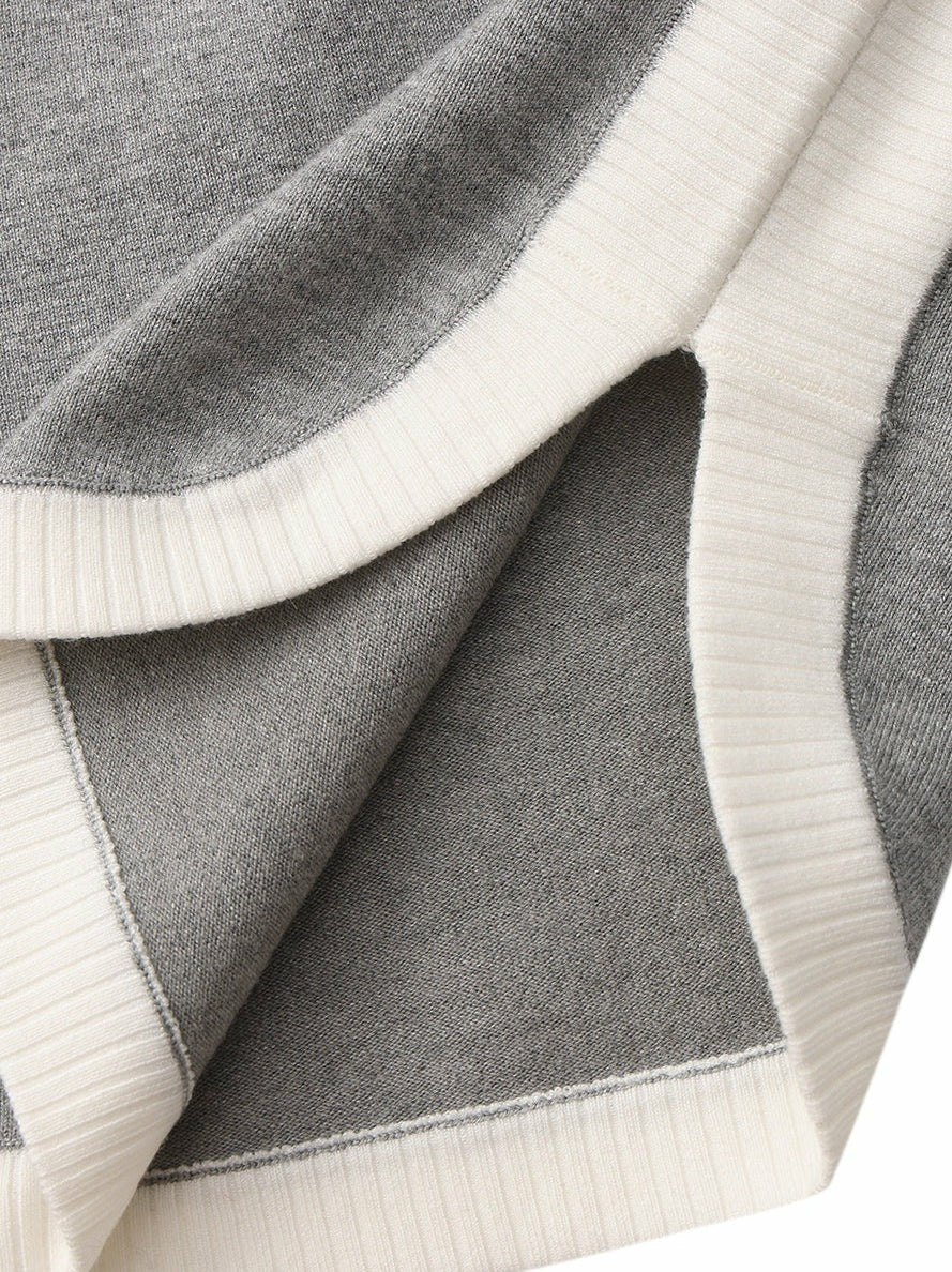 Nana Jacqueline Grey Contrast-Trim Knit Mini Dress Grey