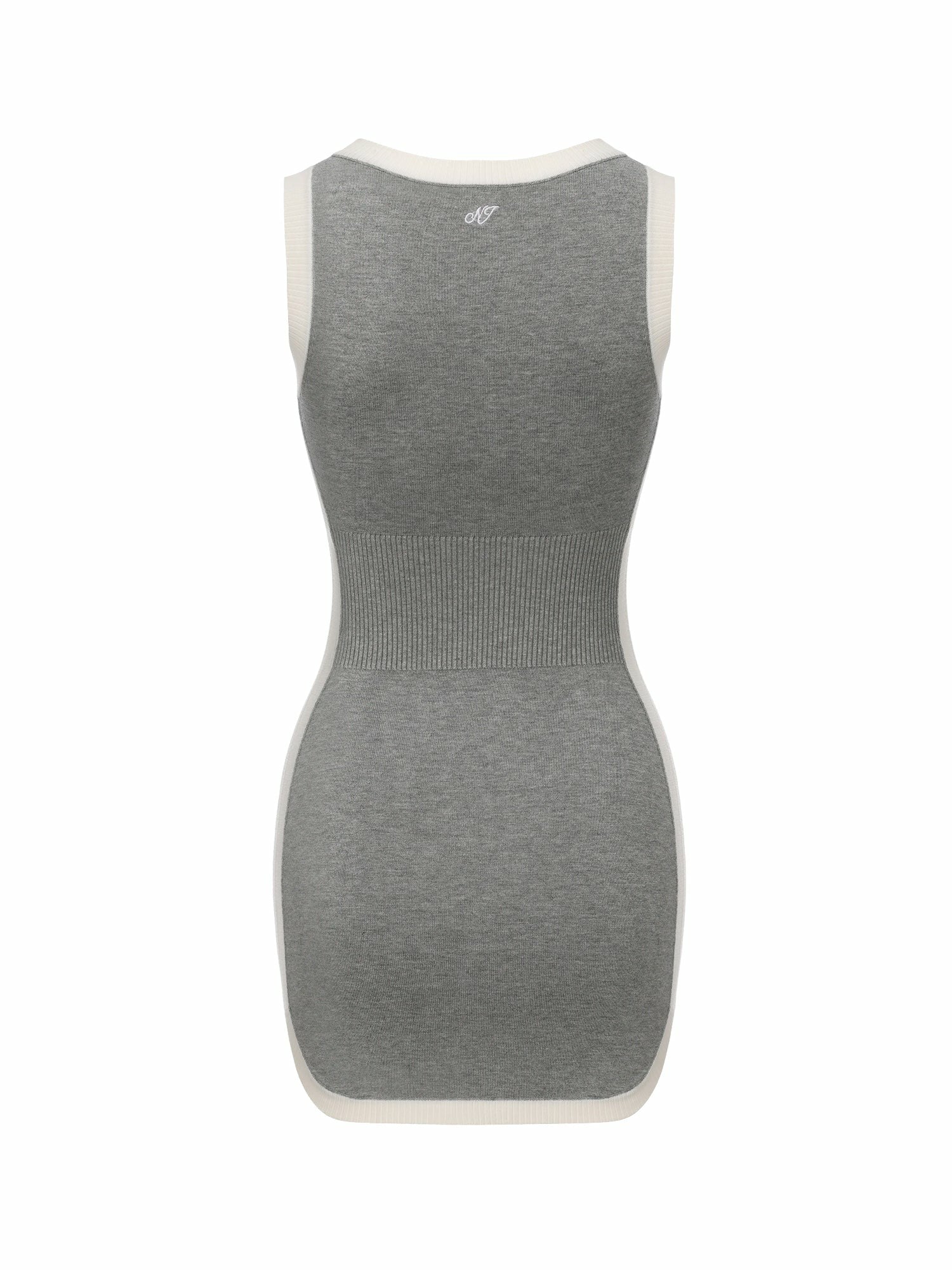 Nana Jacqueline Grey Contrast-Trim Knit Mini Dress Grey