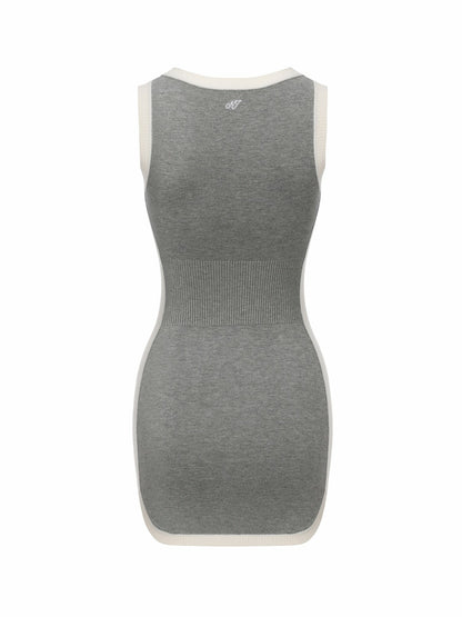Nana Jacqueline Grey Contrast-Trim Knit Mini Dress Grey