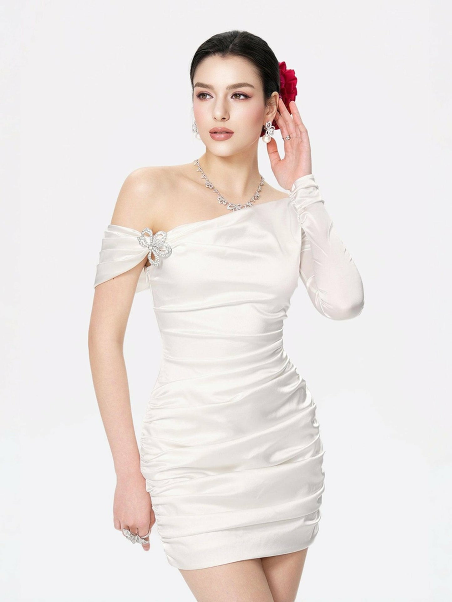 Nana Jacqueline Marlene Dress: White Mini Dress for Bridal Shower White