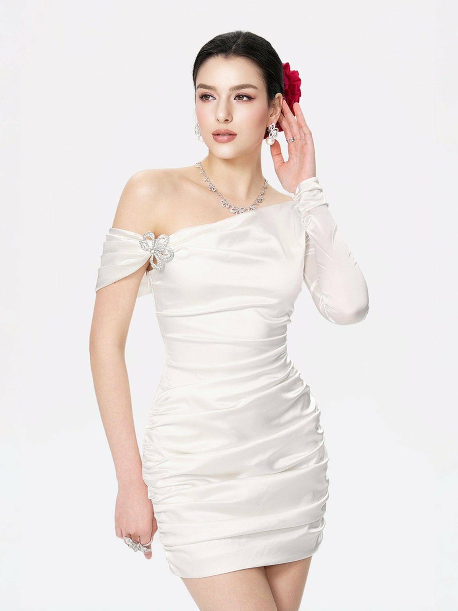 Nana Jacqueline Marlene Dress: White Mini Dress for Bridal Shower White