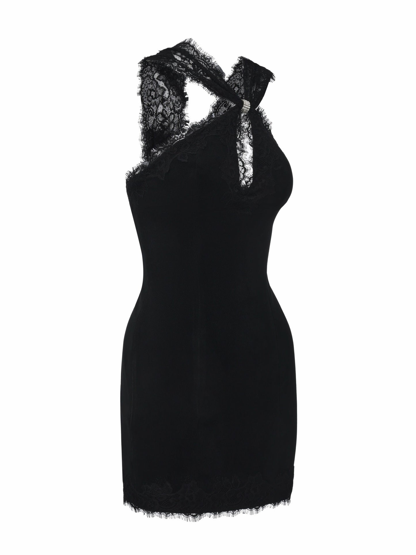 Nana Jacqueline Nina Cutout Lace Bodycon Black Dress Black