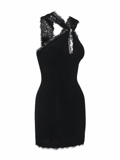 Nana Jacqueline Nina Cutout Lace Bodycon Black Dress Black
