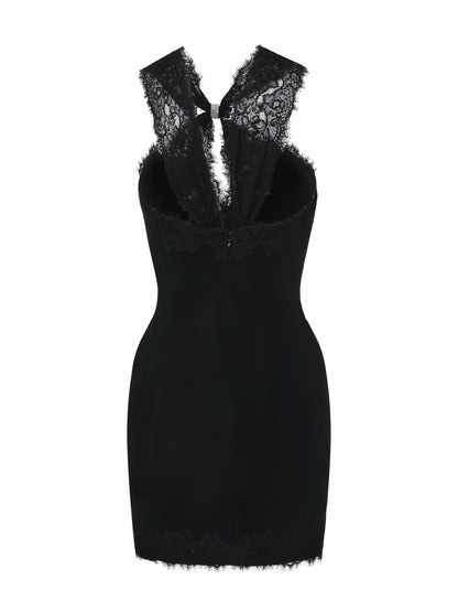 Nana Jacqueline Nina Cutout Lace Bodycon Black Dress Black