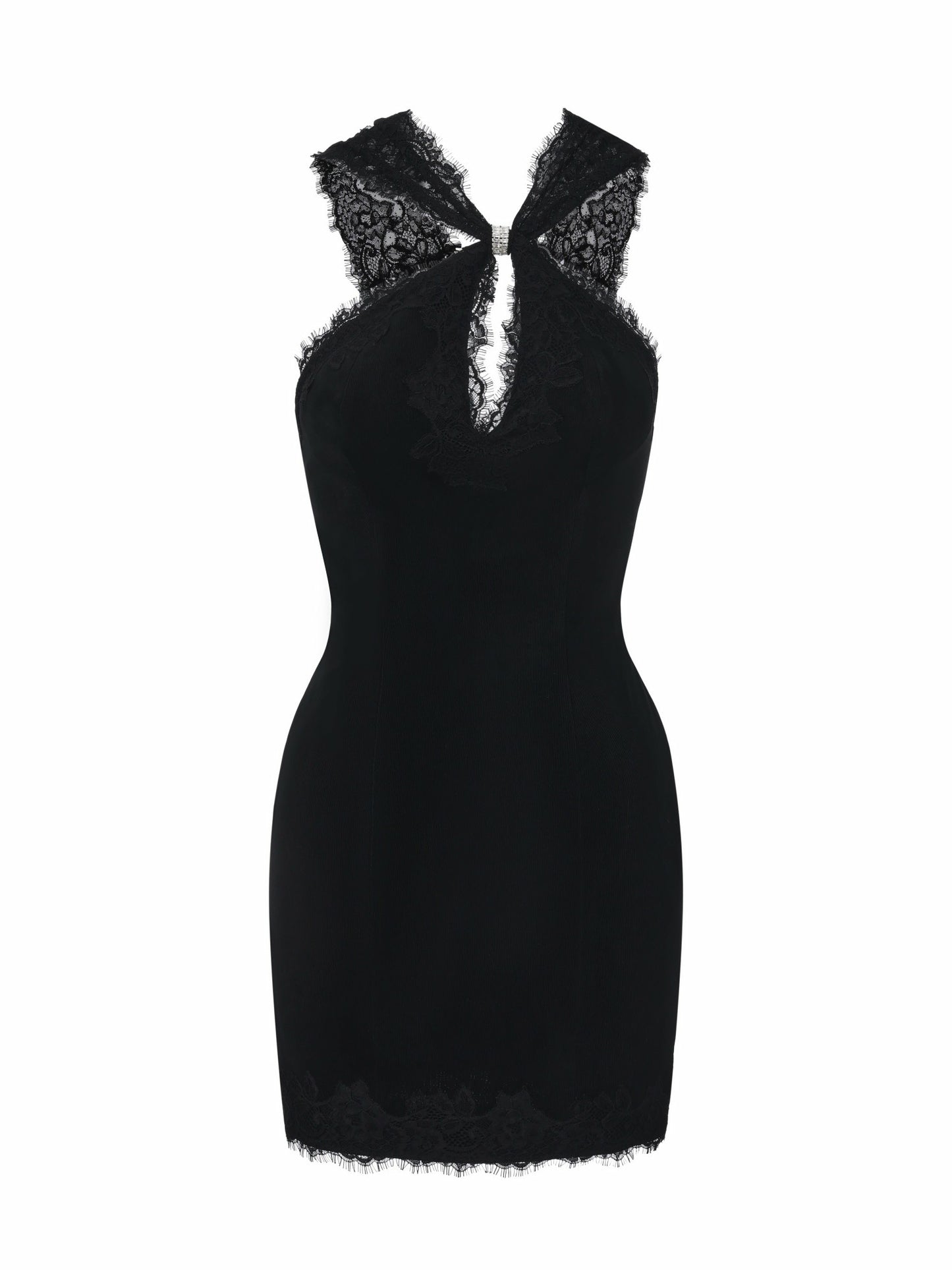 Nana Jacqueline Nina Cutout Lace Bodycon Black Dress Black