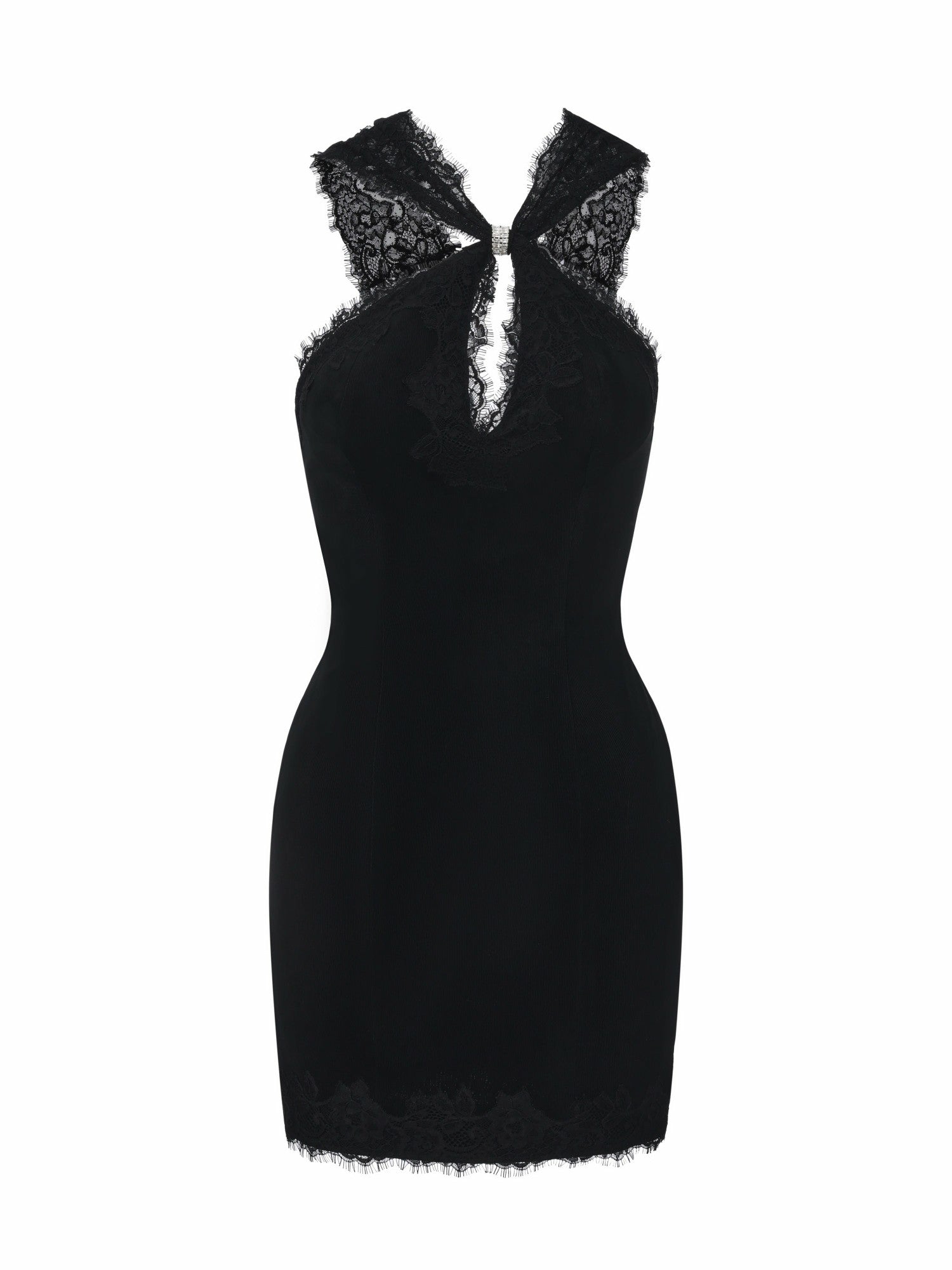 Nana Jacqueline Nina Cutout Lace Bodycon Black Dress Black