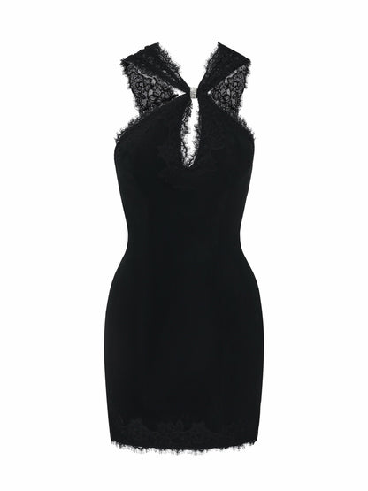 Nana Jacqueline Nina Cutout Lace Bodycon Black Dress Black
