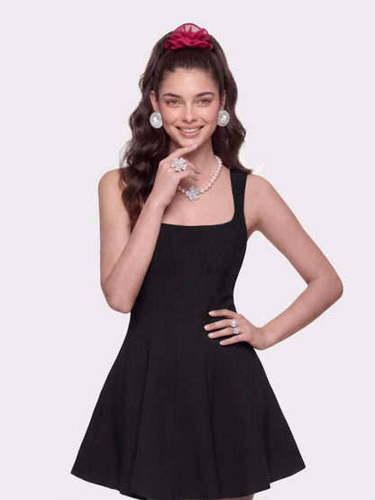 Nana Jacqueline Eliza Square-Neck Black Dress Black