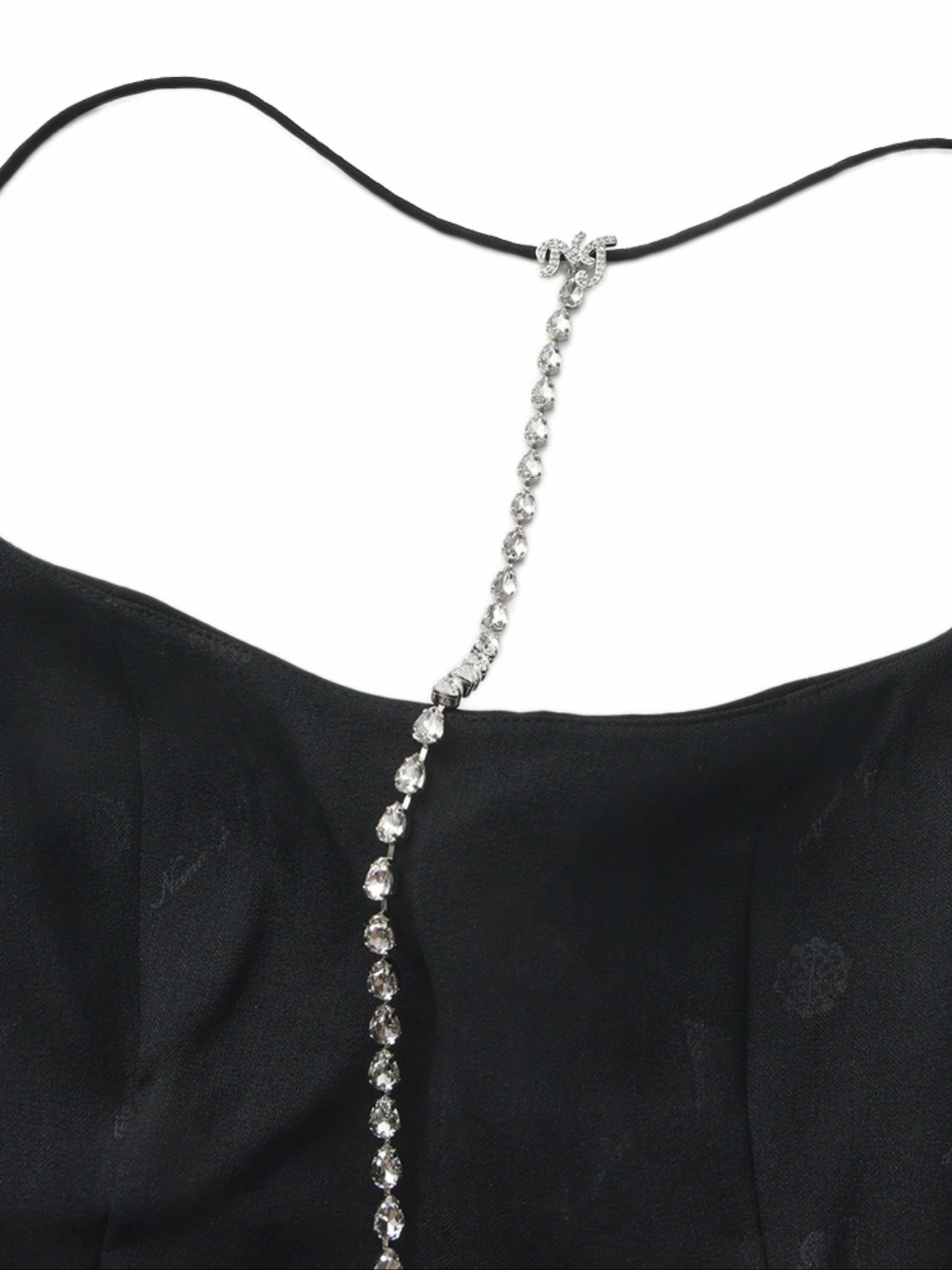 Nana Jacqueline Giana Open-Back Crystal-Chain Black Dress Black