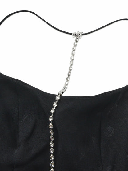 Nana Jacqueline Giana Open-Back Crystal-Chain Black Dress Black