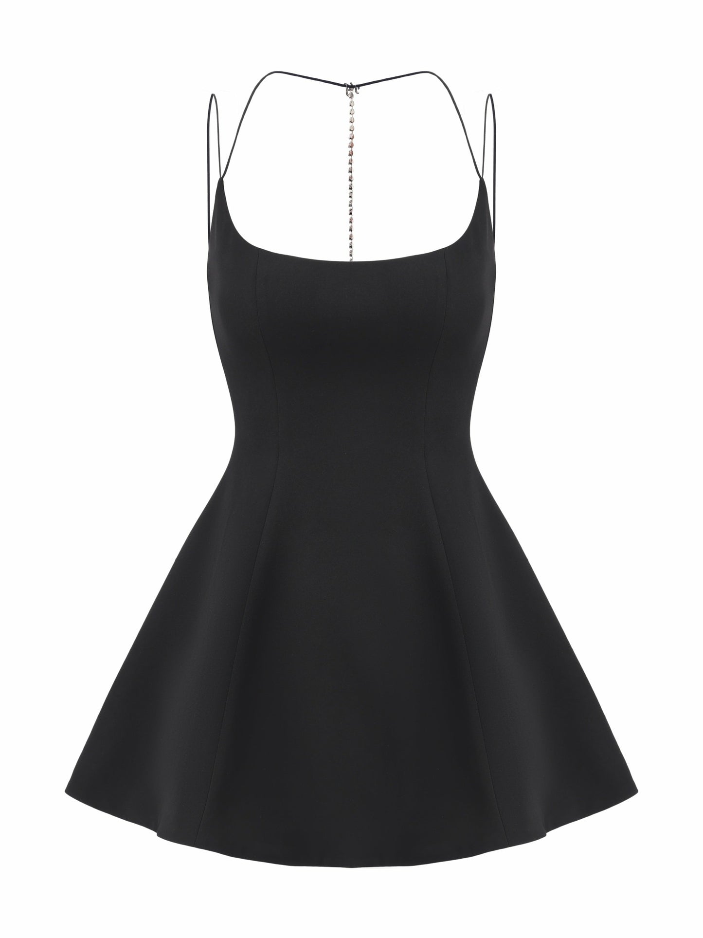 Nana Jacqueline Giana Open-Back Crystal-Chain Black Dress Black
