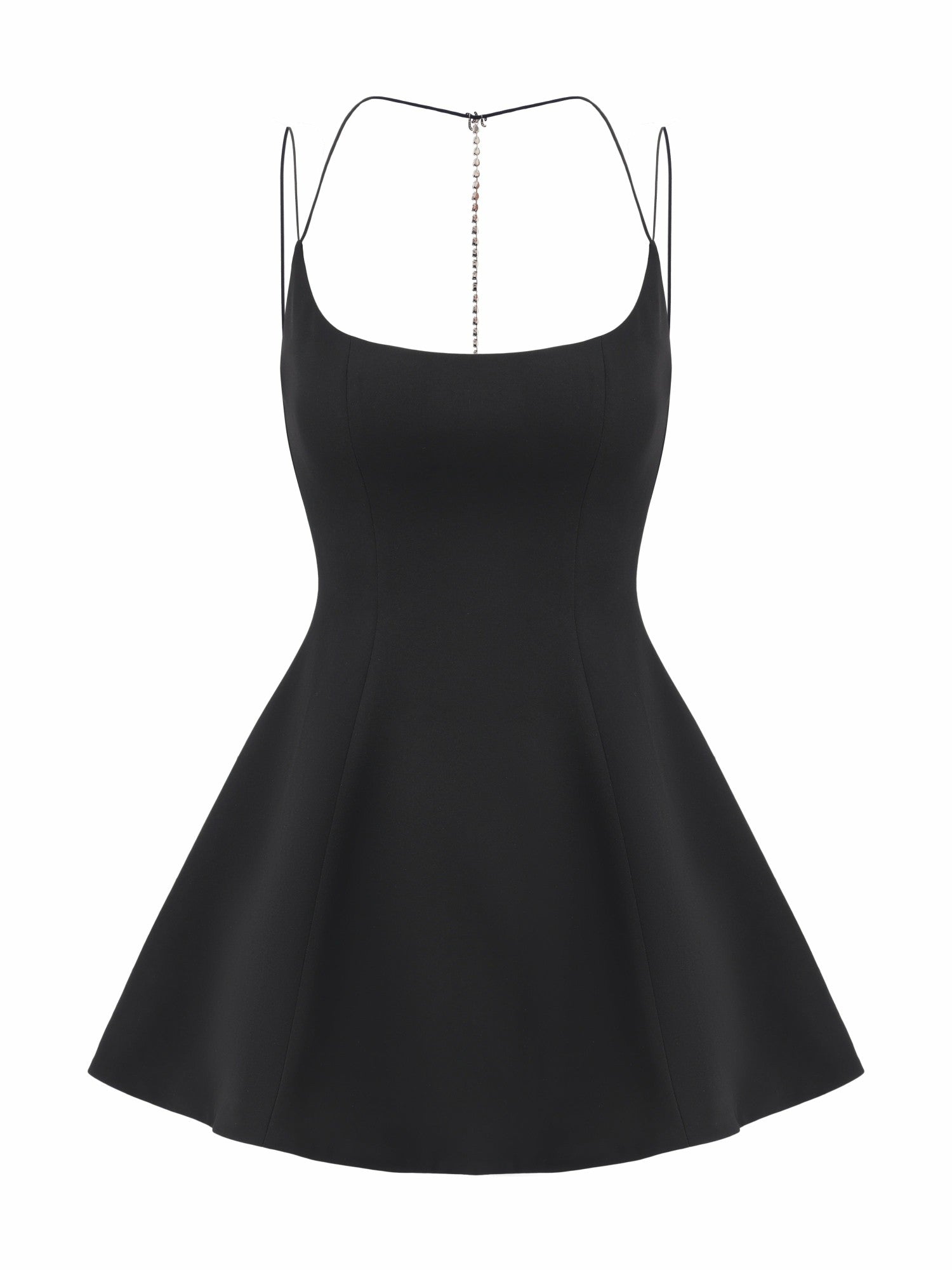 Nana Jacqueline Giana Open-Back Crystal-Chain Black Dress Black