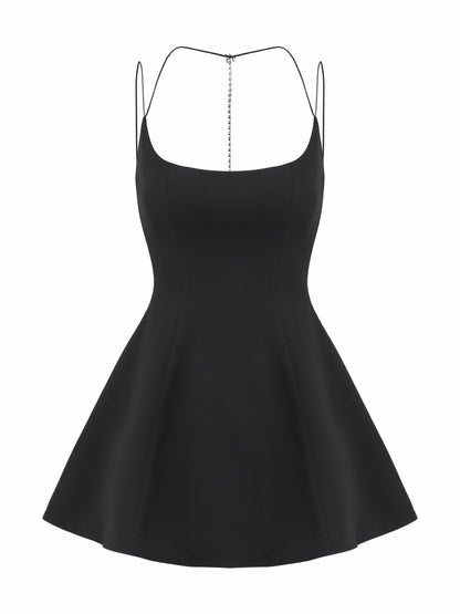 Nana Jacqueline Giana Open-Back Crystal-Chain Black Dress Black