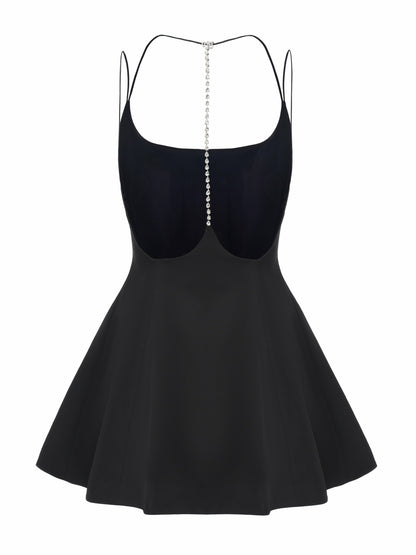 Nana Jacqueline Giana Open-Back Crystal-Chain Black Dress Black