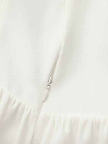 Nana Jacqueline Isabela Lace Trim Off-Shoulder Fitted Mini Dress White