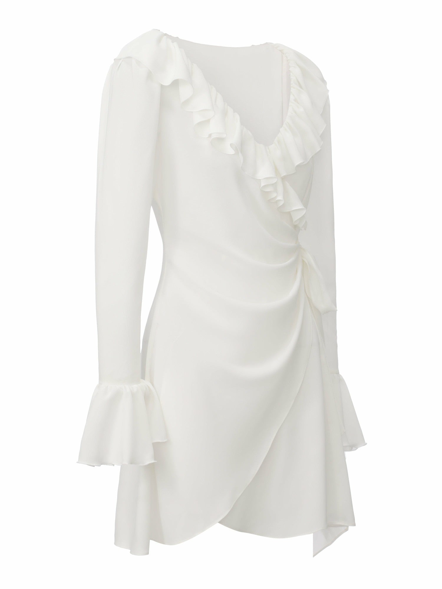 Nana Jacqueline Charlotte V-Neck Ruffle White Dress White