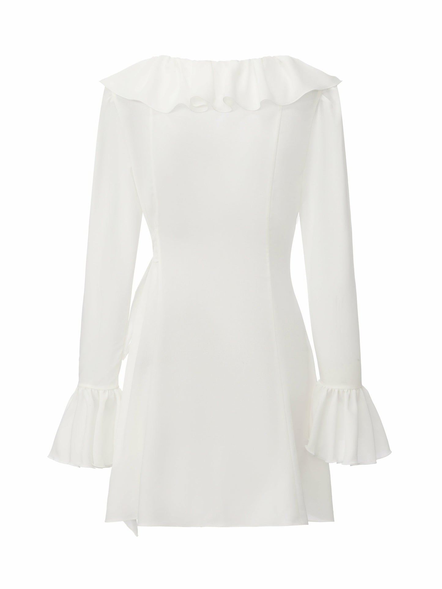 Nana Jacqueline Charlotte V-Neck Ruffle White Dress White
