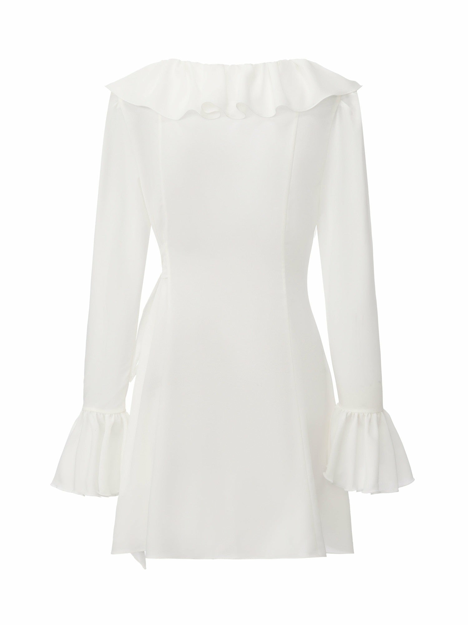 Nana Jacqueline Charlotte V-Neck Ruffle White Dress White
