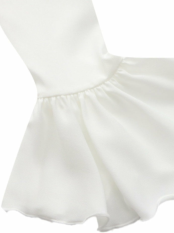 Nana Jacqueline Charlotte V-Neck Ruffle White Dress White