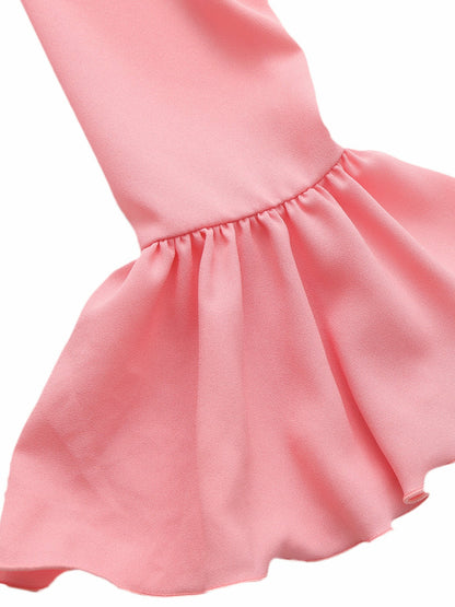 Nana Jacqueline Charlotte Ruffle V-Neck Pink Dress Pink