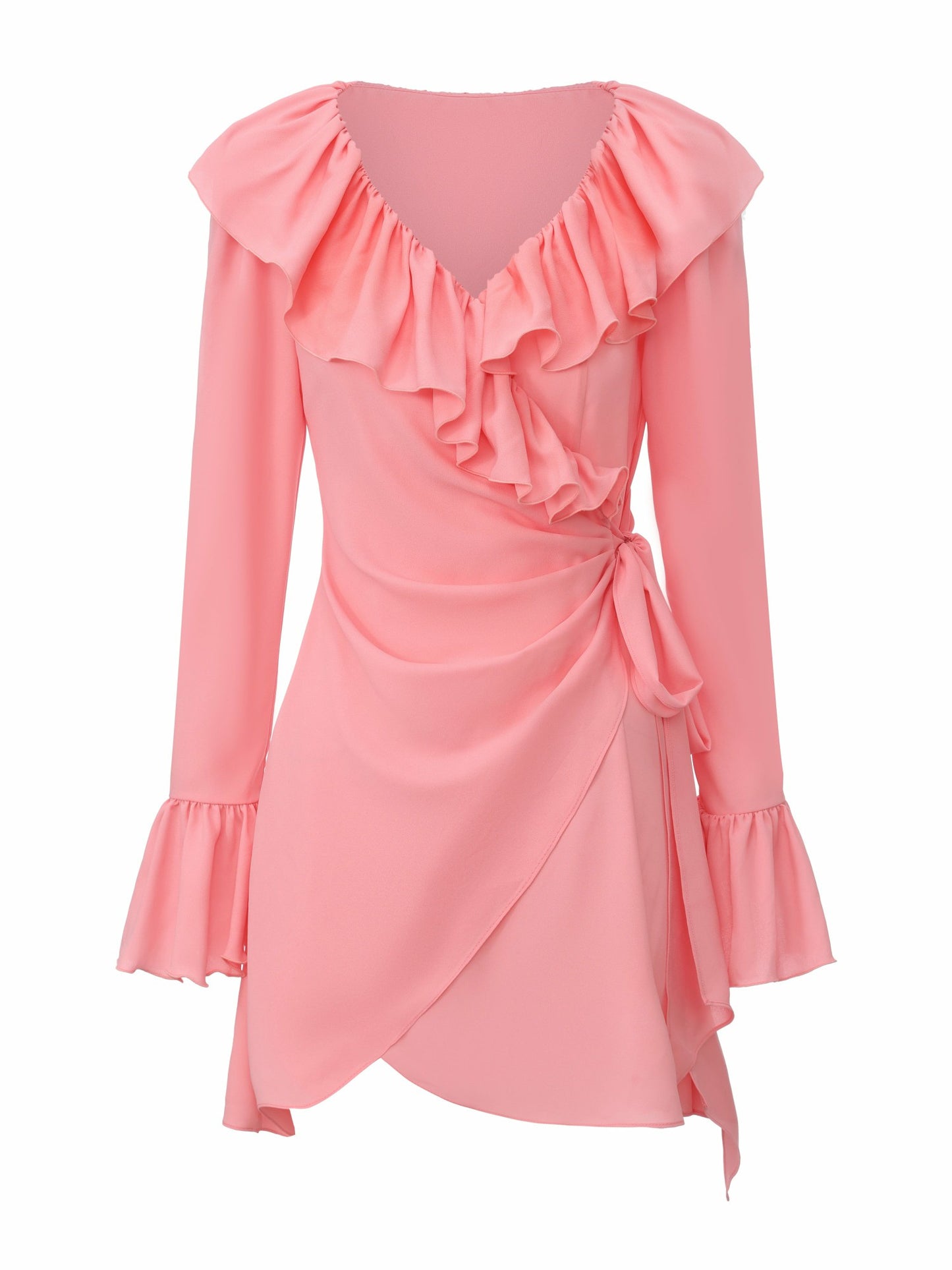 Nana Jacqueline Charlotte Ruffle V-Neck Pink Dress Pink