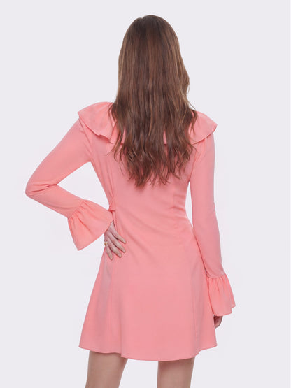 Nana Jacqueline Charlotte Ruffle V-Neck Pink Dress Pink