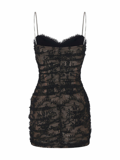 Nana Jacqueline Mara Crystal-Strap Ruched Black Dress Black