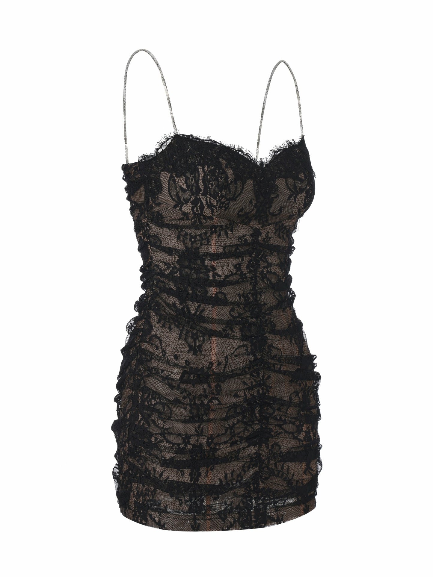 Nana Jacqueline Mara Crystal-Strap Ruched Black Dress Black
