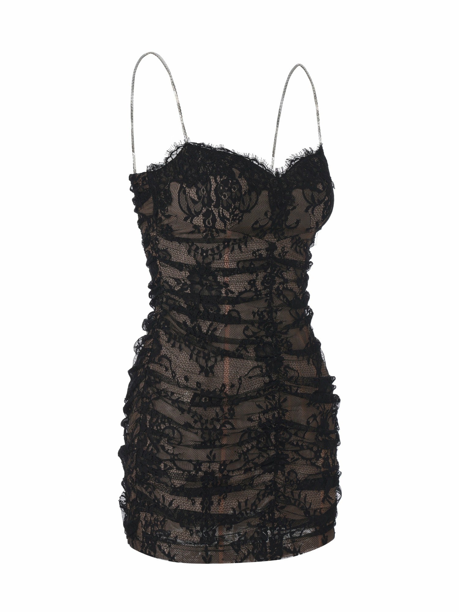 Nana Jacqueline Mara Crystal-Strap Ruched Black Dress Black