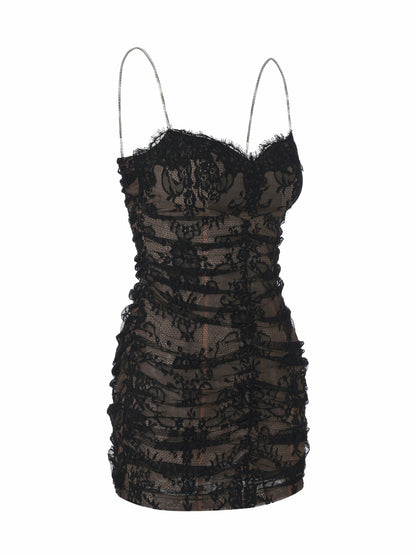 Nana Jacqueline Mara Crystal-Strap Ruched Black Dress Black