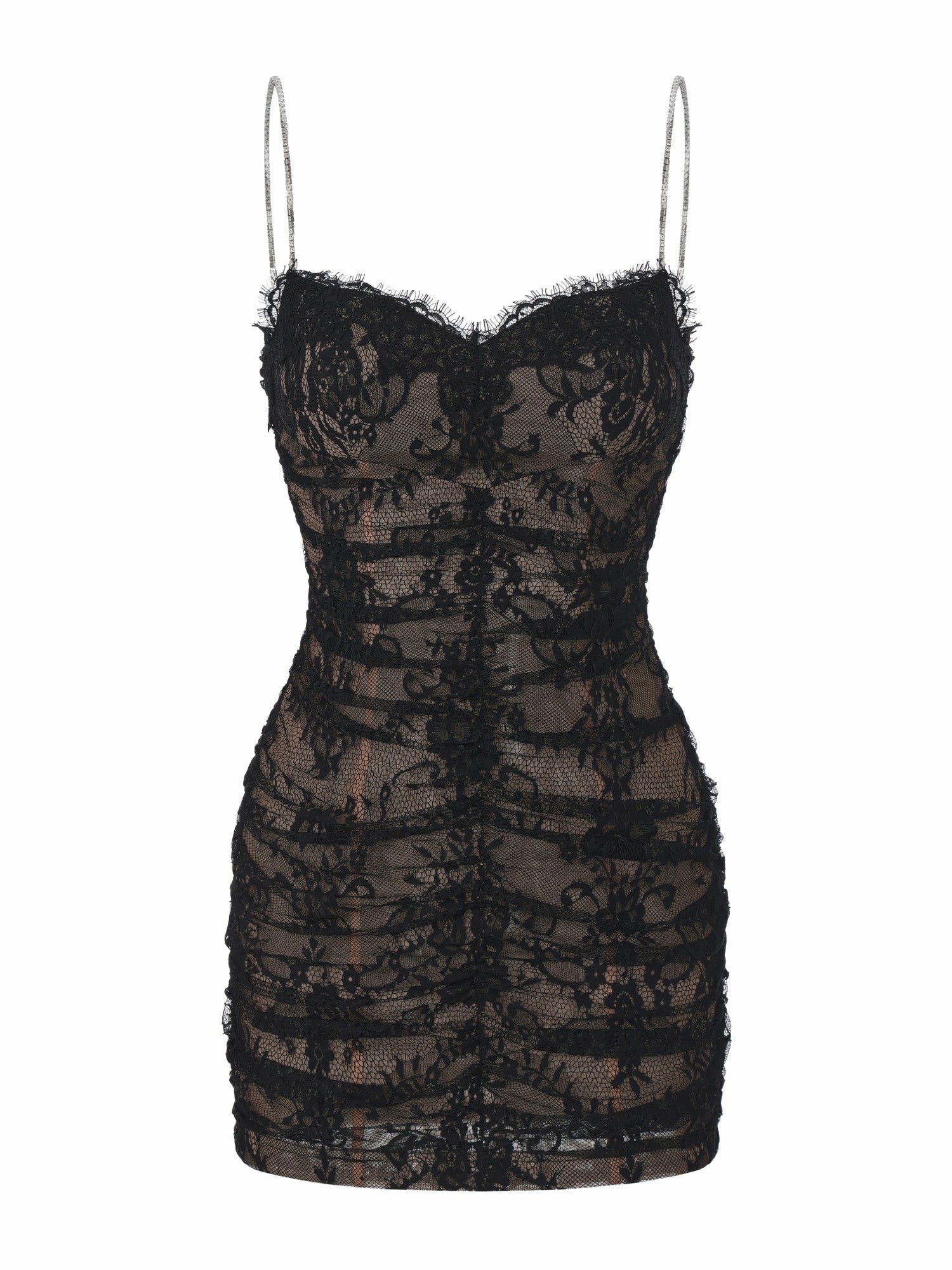 Nana Jacqueline Mara Crystal-Strap Ruched Black Dress Black