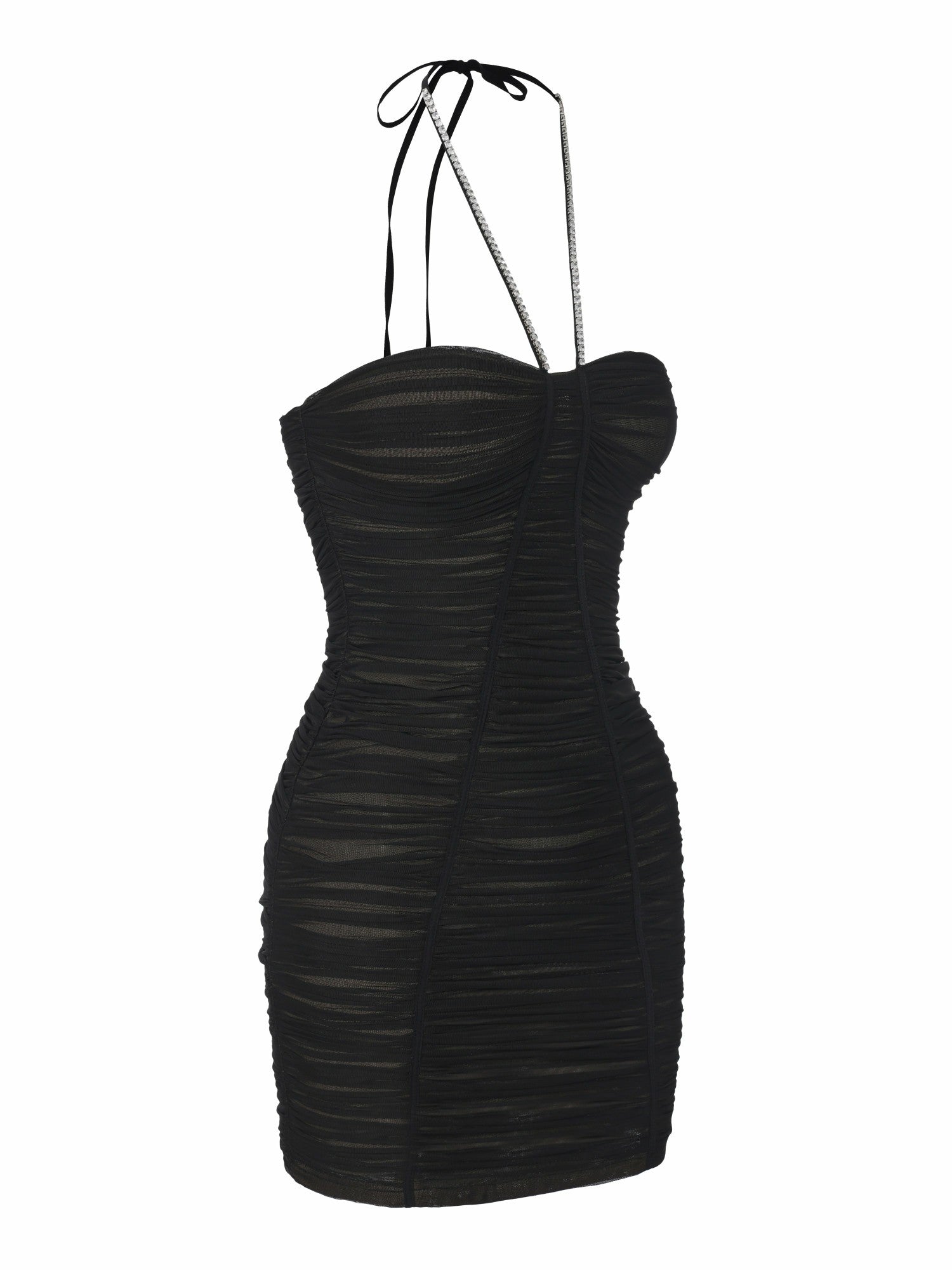 Nana Jacqueline Nora Crystal-Halter Ruched Black Dress Black