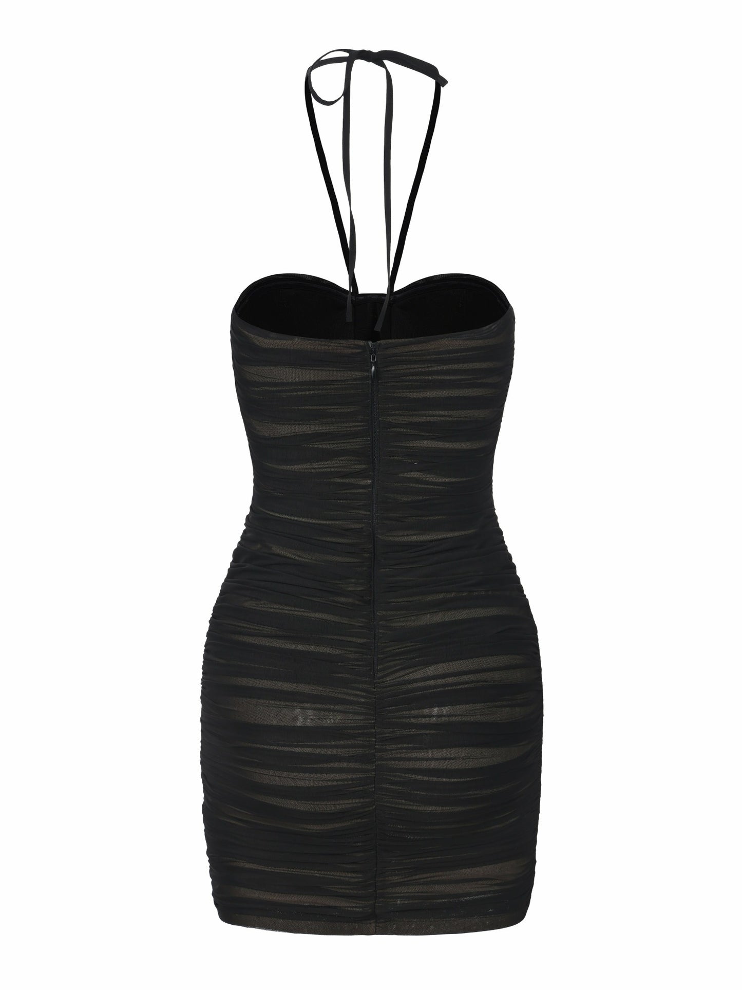 Nana Jacqueline Nora Crystal-Halter Ruched Black Dress Black