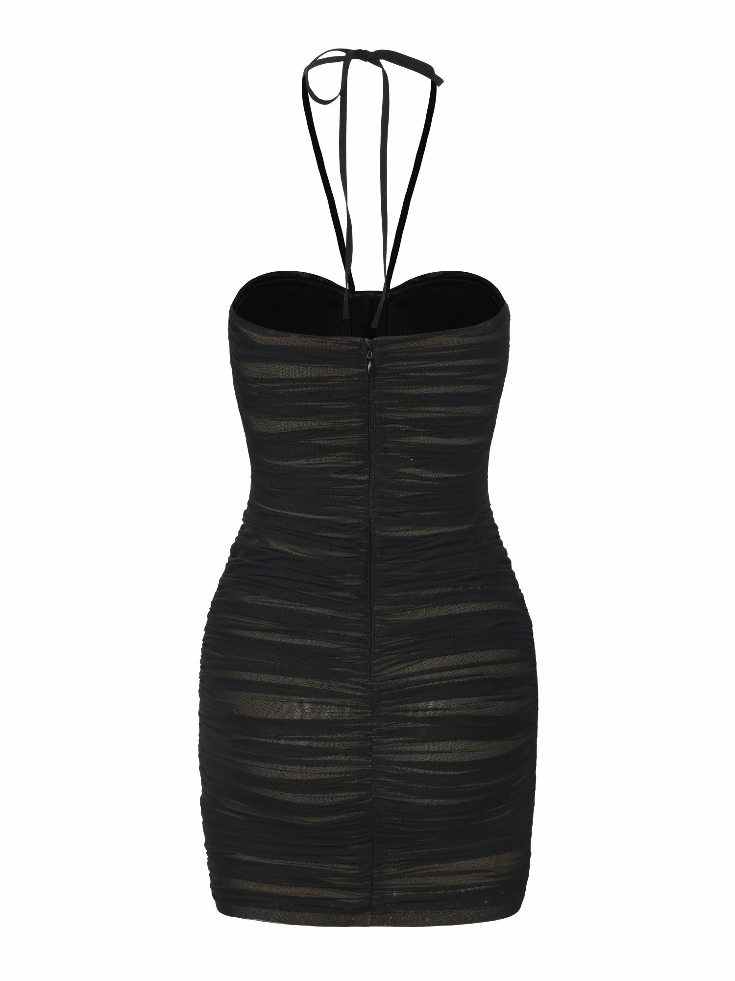 Nana Jacqueline Nora Crystal-Halter Ruched Black Dress Black