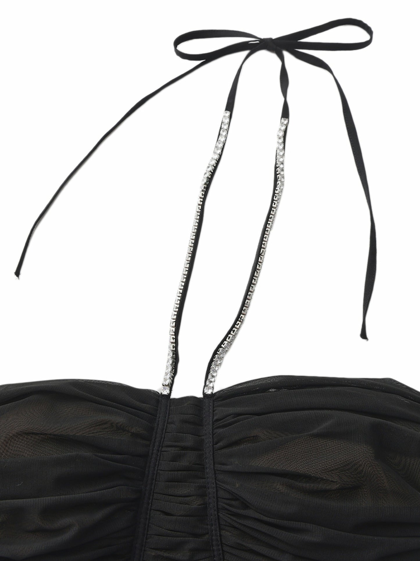 Nana Jacqueline Nora Crystal-Halter Ruched Black Dress Black