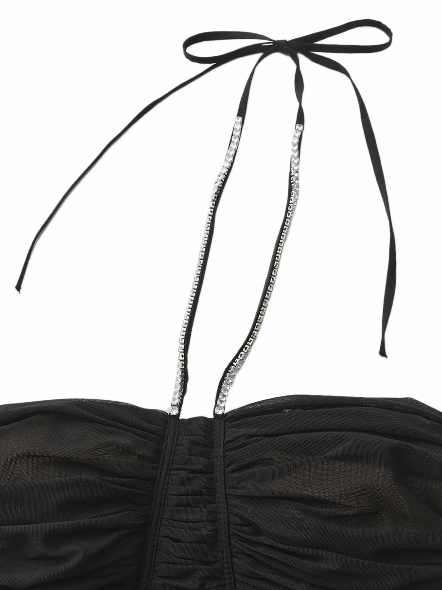 Nana Jacqueline Nora Crystal-Halter Ruched Black Dress Black