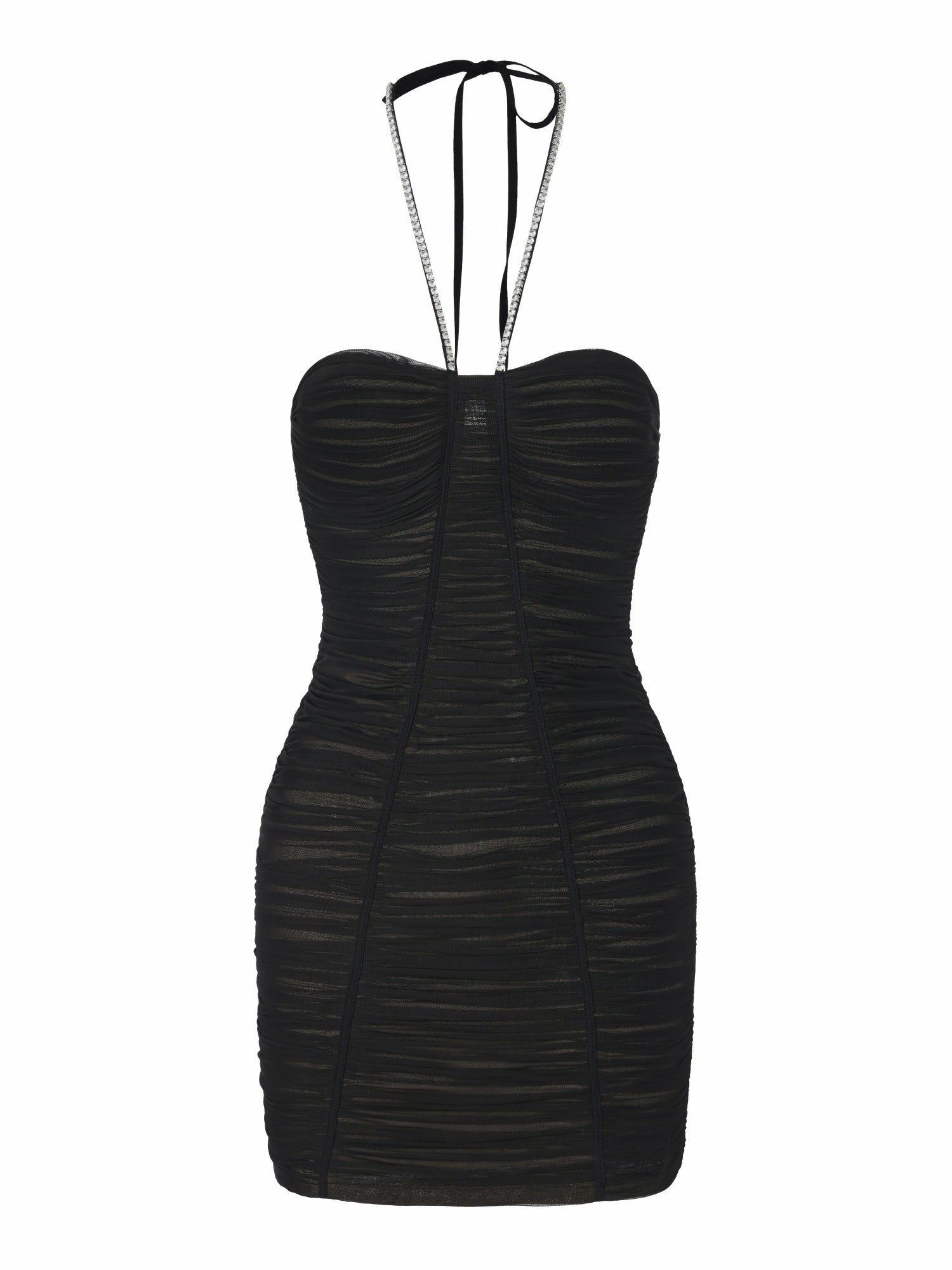 Nana Jacqueline Nora Crystal-Halter Ruched Black Dress Black