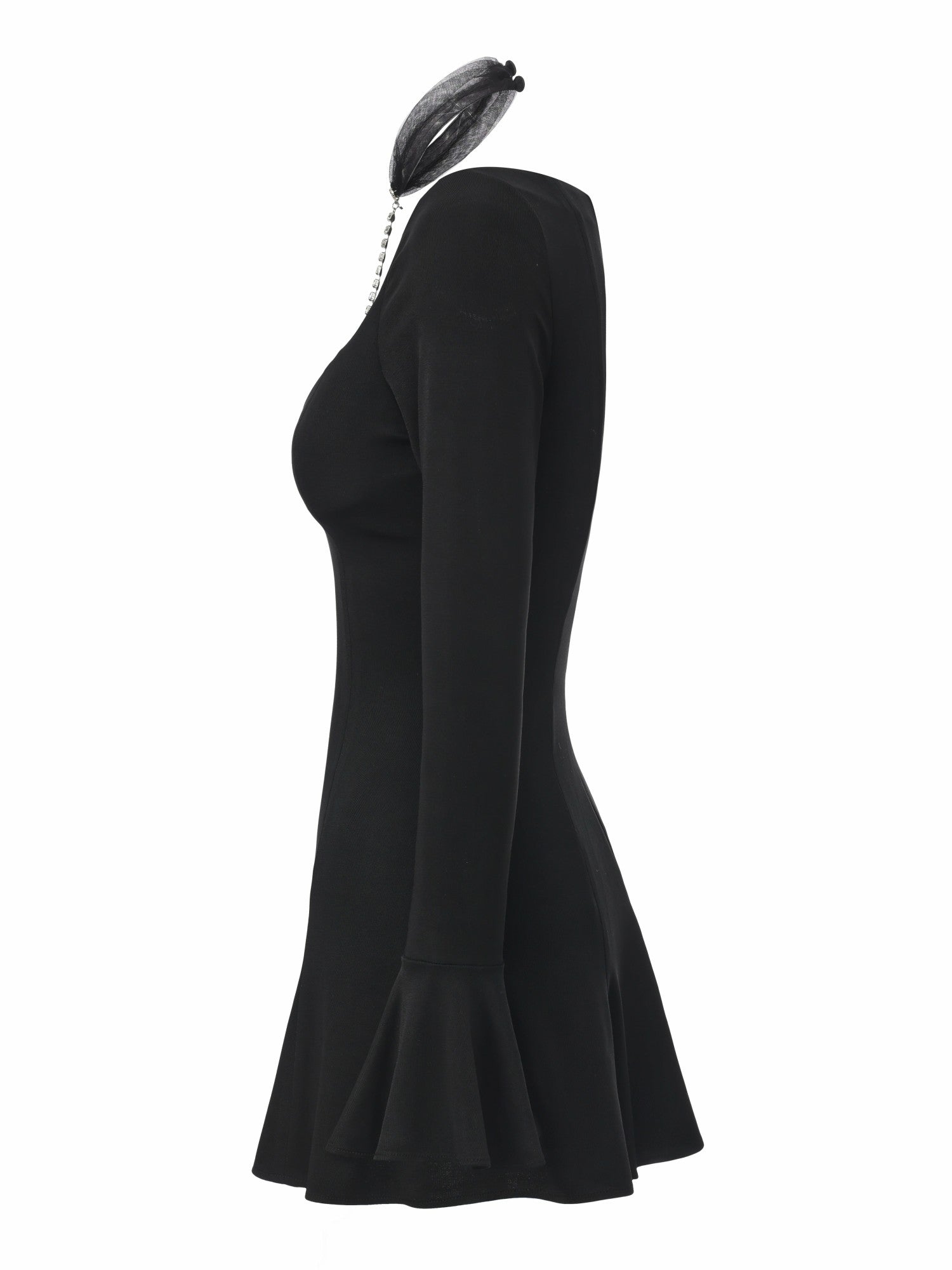 Nana Jacqueline Alessandra Deep V Crystal Black Mini Dress Black
