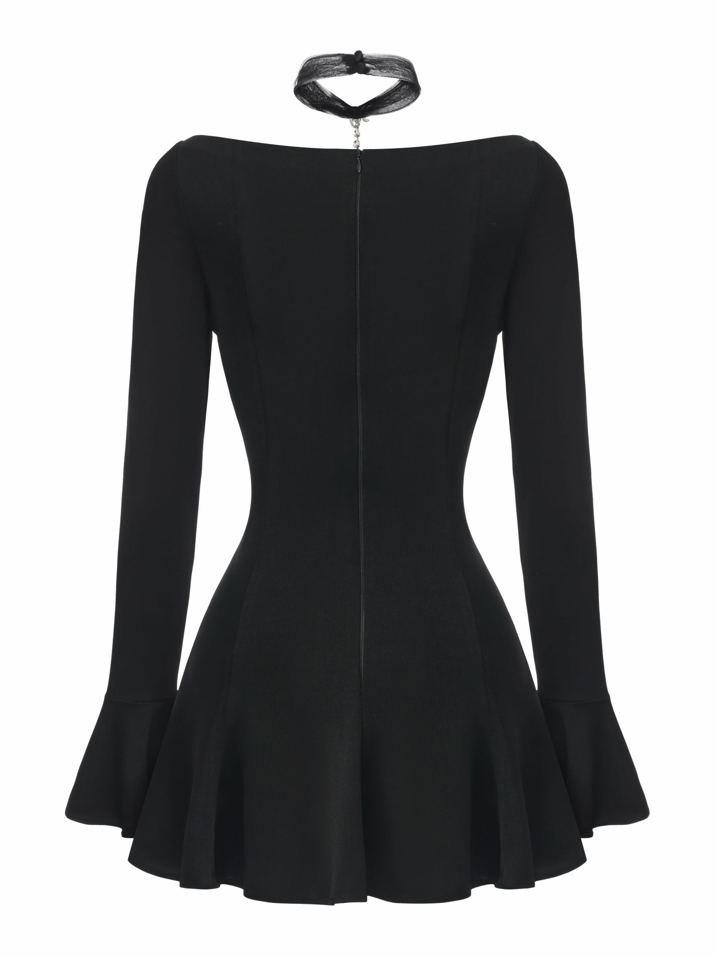 Nana Jacqueline Alessandra Deep V Crystal Black Mini Dress Black