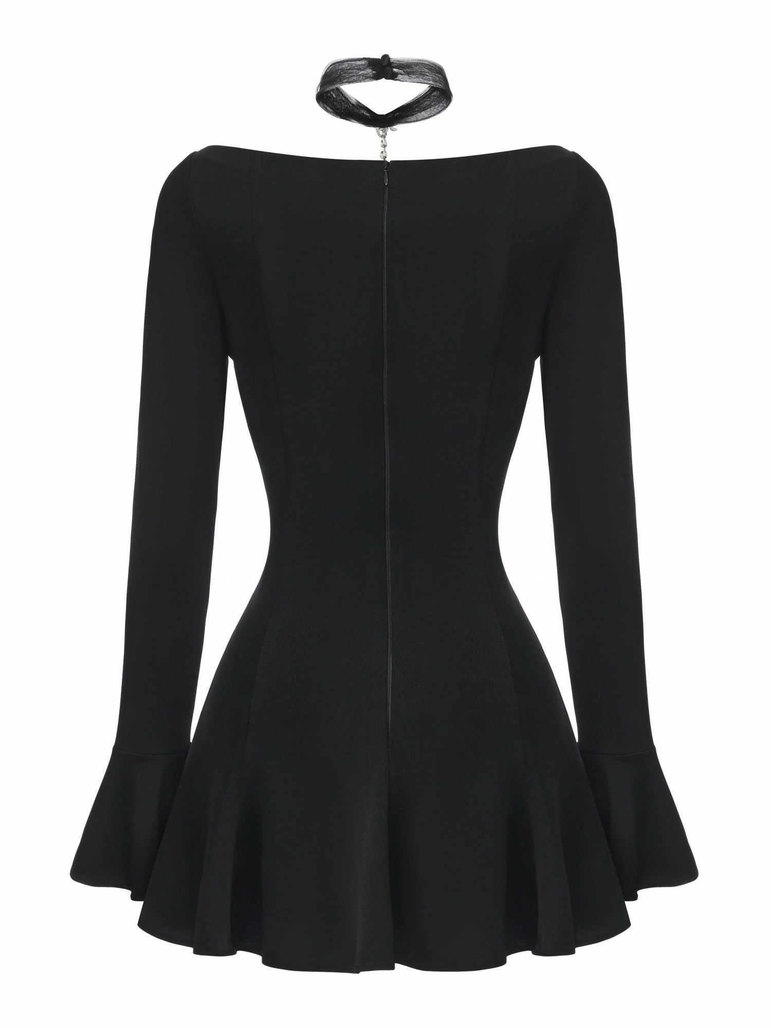 Nana Jacqueline Alessandra Deep V Crystal Black Mini Dress Black
