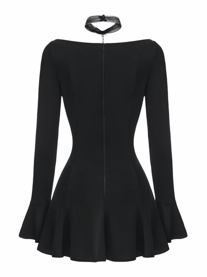Nana Jacqueline Alessandra Deep V Crystal Black Mini Dress Black