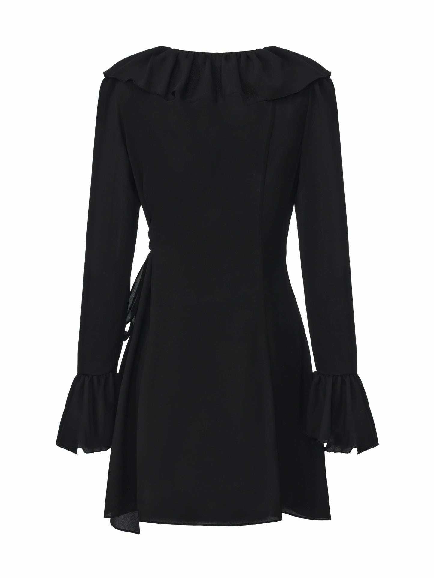 Nana Jacqueline Charlotte Ruffle V-Neck Black Dress Black