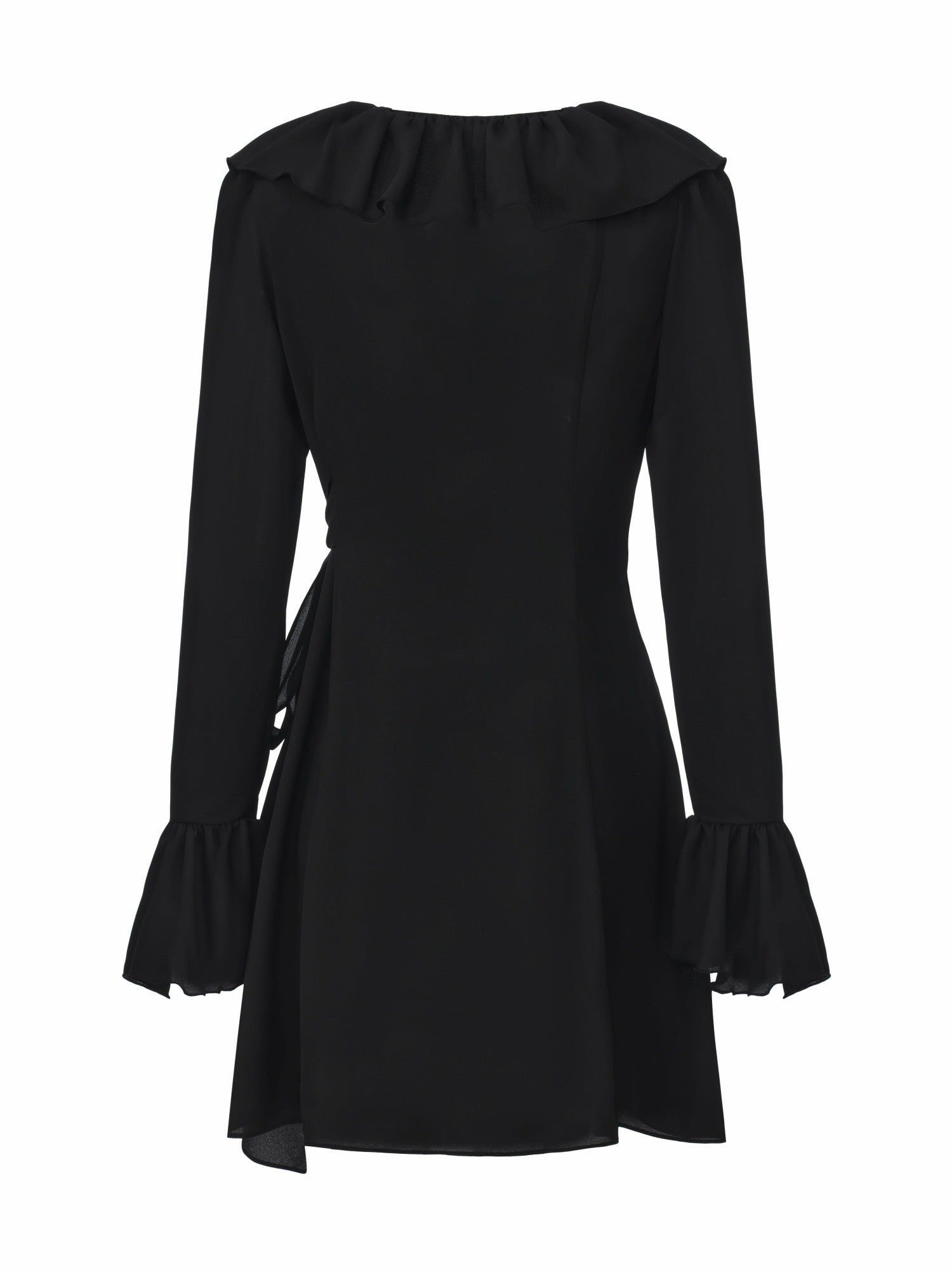 Nana Jacqueline Charlotte Ruffle V-Neck Black Dress Black