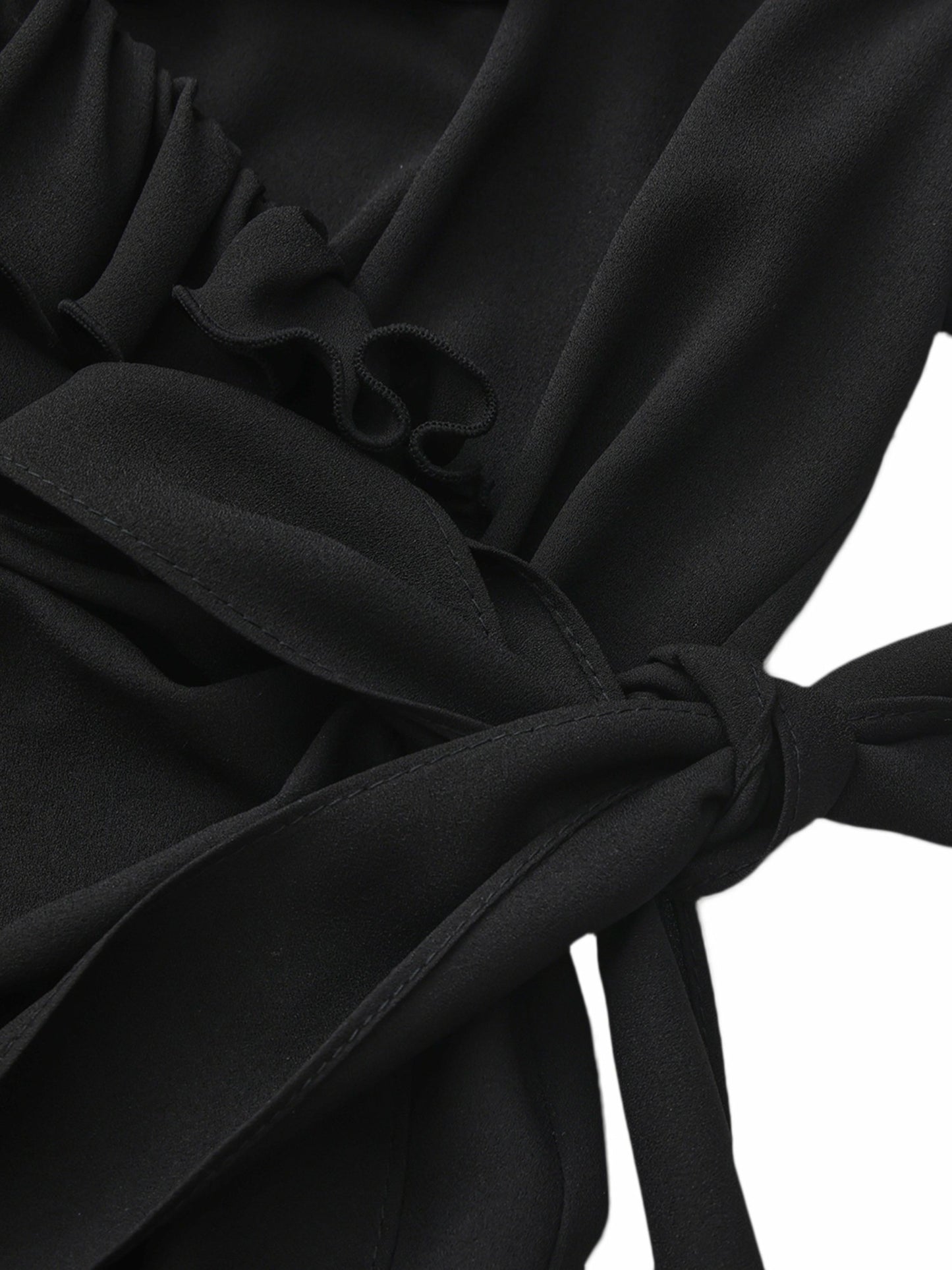 Nana Jacqueline Charlotte Ruffle V-Neck Black Dress Black