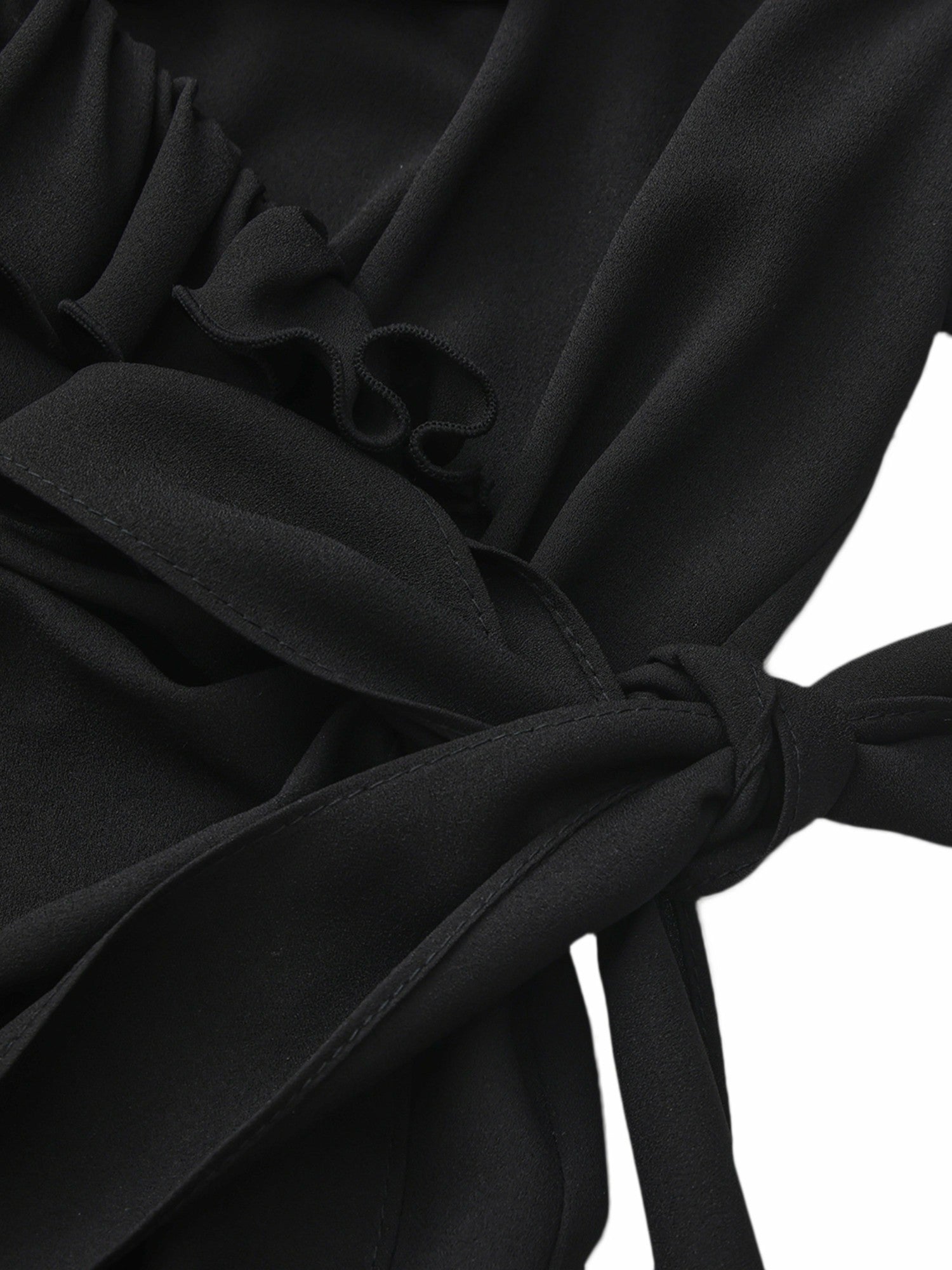 Nana Jacqueline Charlotte Ruffle V-Neck Black Dress Black